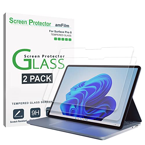 Amfilm (2 Pack Tempered Glass Screen Protector Compatible With Microsoft Surface Pro 9 (2022)/8 (2021) And Surface Pro X, Anti Scratch, Bubble Free #TOP13