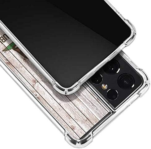 Skinit Clear Phone Case Compatible with Galaxy S21 Ultra 5G - California Flag Dark Wood Design
