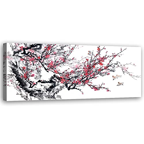 Impression sur toile intissée paysage d'Asie tableau zen nature 90x30cm