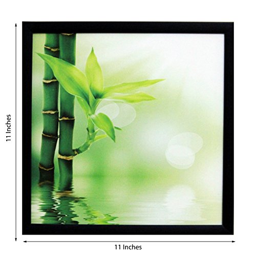 Image of eCraftIndia '3D Beautiful Plant Design Satin Matt Texture' UV Art Painting (Synthetic Wood, 28 cm x 2 cm x 28 cm, Green and White)