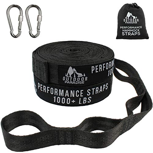 Hammock Tree Straps - Heavy Duty Camping Hammock Straps 2000LBS Breaking Strength With 32 Loops - Carabiners and Carrying Bag Included