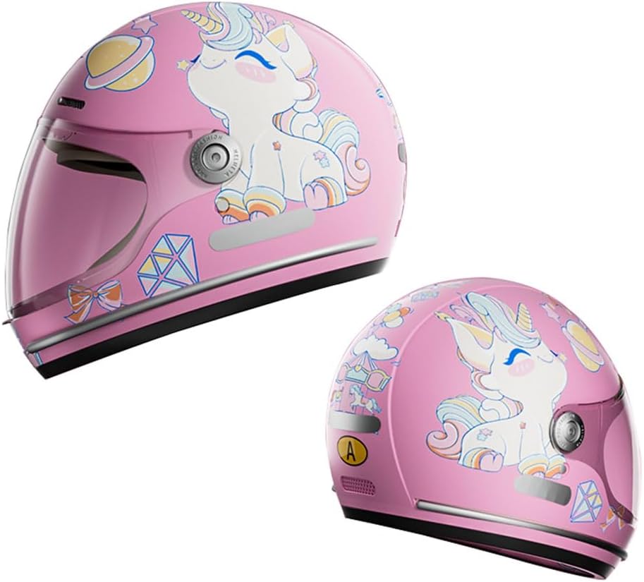 DOT Approved Kids Cute Helmet 4-15 Years Old Boys Girls Motorcycle Full Face Cool Go-Kart Motocross ATV Dirt Bike Racing for Youth Children's Applicable to All Seasons