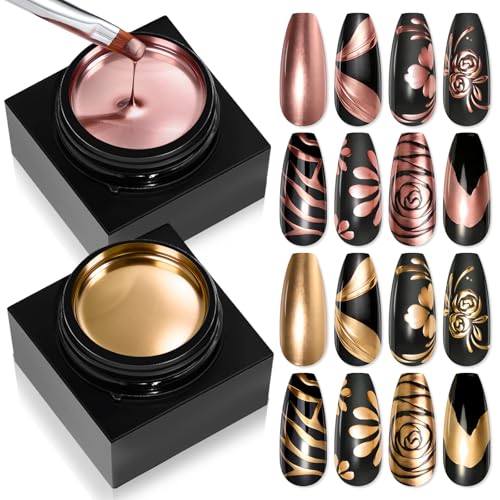 SAVILAND Metallic Gel Nail Polish Set: 2PCS Chrome Gel Polish