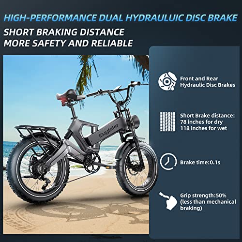 Euy Electric Bike For Adults,[Unibody Magnesium Alloy] 1000W Motor 48V 25Ah/16Ah Battery Folding Electric Bicycles, 20" Fat Tire Electric Bike,Snow Beach Mountain Ebike,Full Suspension,8 Speed Gears #TOP4
