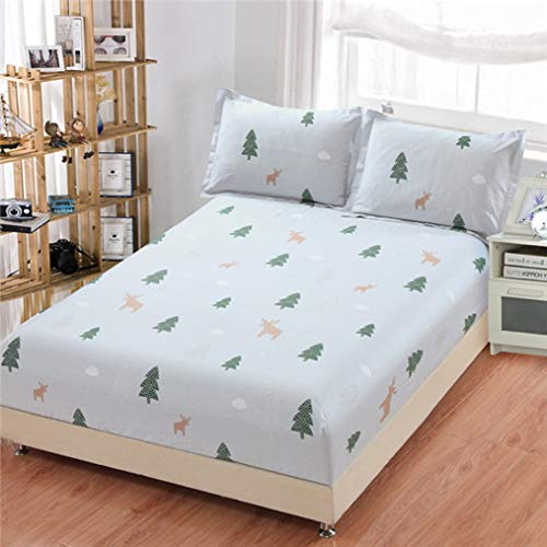 RBTOU - Juego de sábanas bajeras de algodón para cama individual, matrimonial, Queen, King y 2 fundas de almohada