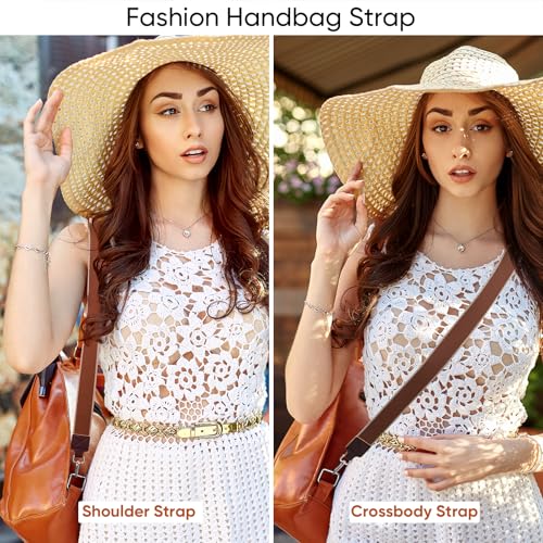 Image of Purse Strap Wide Replacement Crossbody Bag Straps, 1.5 inch Canvas Handbag Shoulder Strap, Adjustable Tote Belt(1.5 inch - Brown - Silver Buckle)