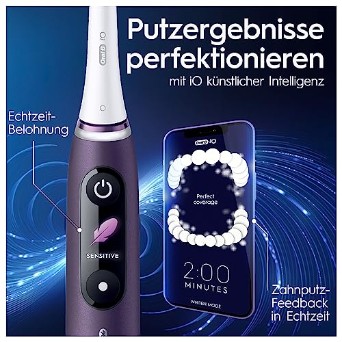 Oral-B iO Series 8 Elektrische Zahnbürste/Electric Toothbrush, 6 Putzmodi für Zahnpflege, Magnet-Technologie, Farbdisplay & Beauty-Tasche, Special Edition, Geschenk Mann/Frau, violet ametrine – Bild 7