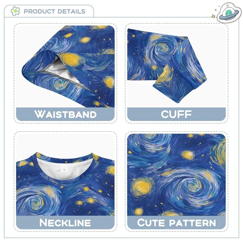 JUNZAN Starry Night Moon Big Girls Hooded Sweatshirt Fleece Hoodies for Girls Camping 4T3