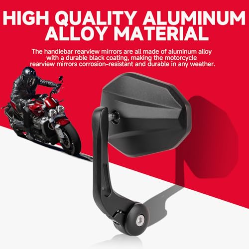 Image of DREAMIZER Motorcycle Bar End Mirrors, CNC Aluminum Universal Motorcycle Mirror Fit for 7 /8 inch Handlebars, Compatible with Most Honda Grom, Yamaha, Kawasaki, Ducati, Suzuki and More