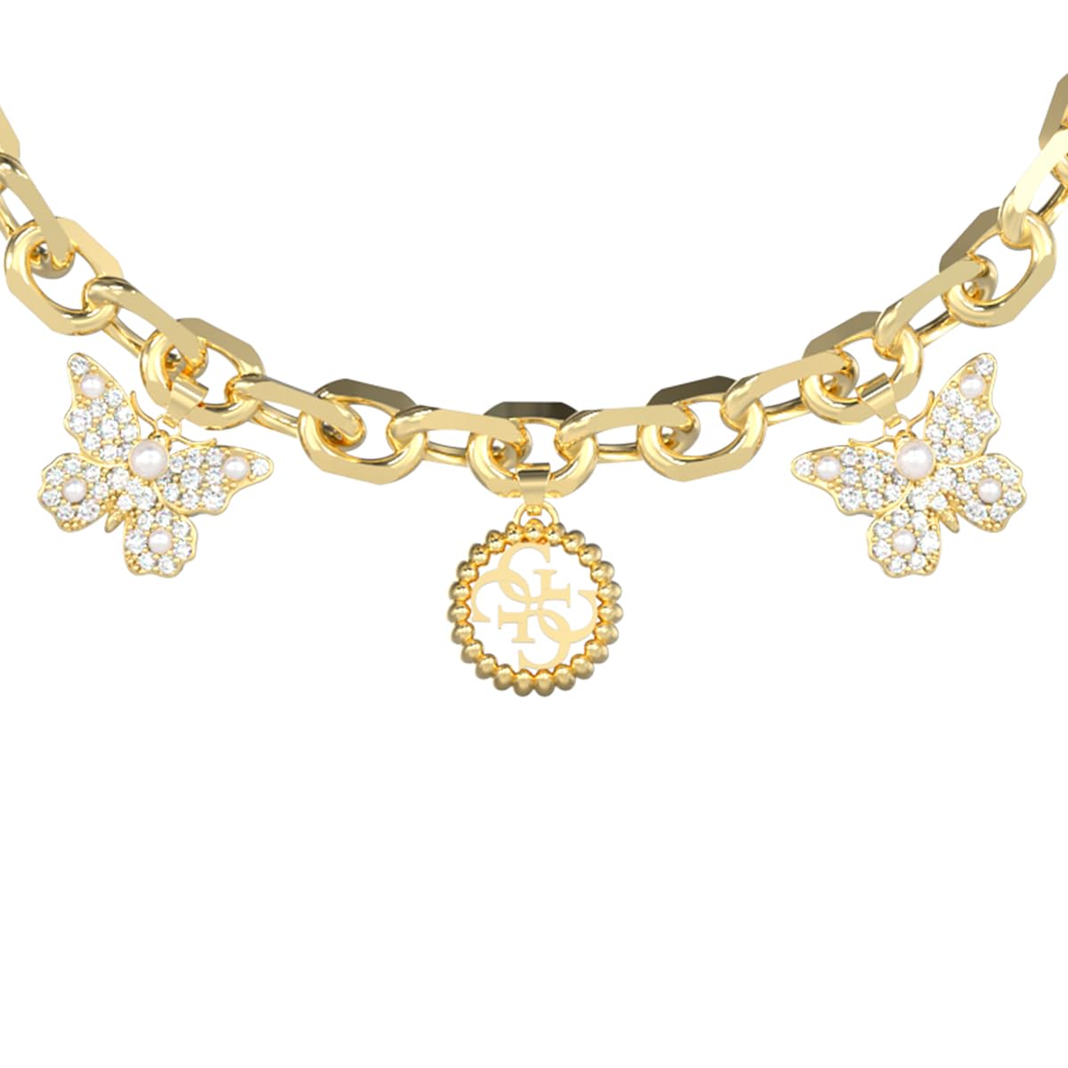 GUESS braccialetto Borboleta Borboleta & 4G Charm Bracelet Yellow Gold dorato