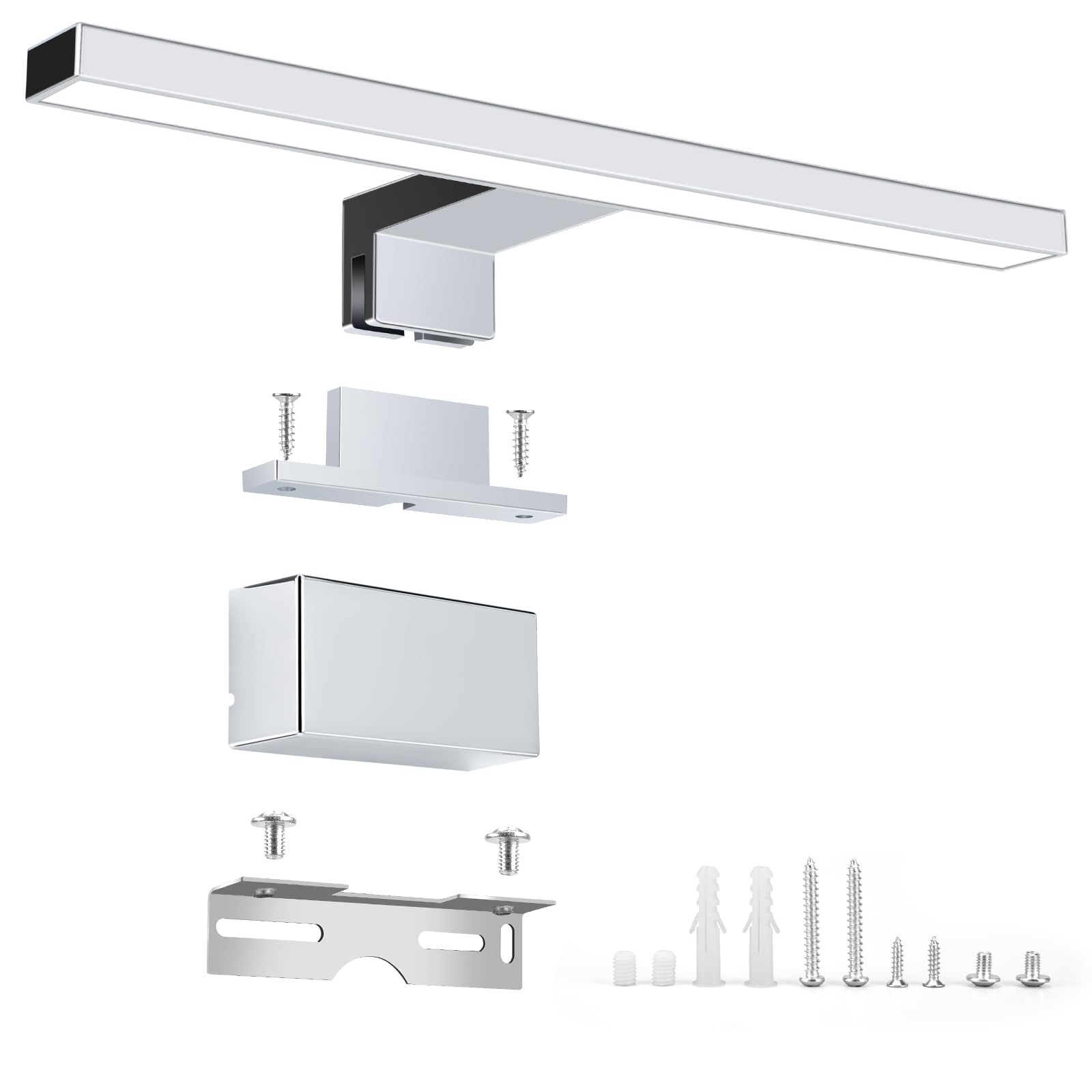 42 LED Chromé Lampe Miroir Salle de Bain, 8W 45CM 480LM ABS Lampe Miroir Étanche, Lumiere Murale Maquillage Salle de Bain 4000K IP44 Vanité Éclairage
