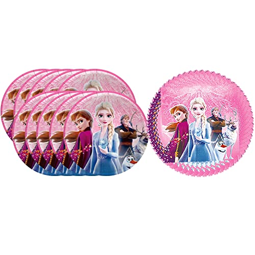 Hysnol Pink Frozen Party Tableware Set, Frozen Birthday Party Supplies, 20 Plates And 20 Napkins, Pink Frozen Birthday Party Decorations #TOP4