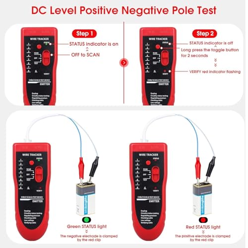 Image of Cables Kart Lan Tester with Wire Tracker, Tester, Cable Tracker, RJ11 RJ45 Line Finder Cable Tester for Network LAN Ethernet Cable Collation, Phone Telephone Line Tester with 2X 9V Batteries