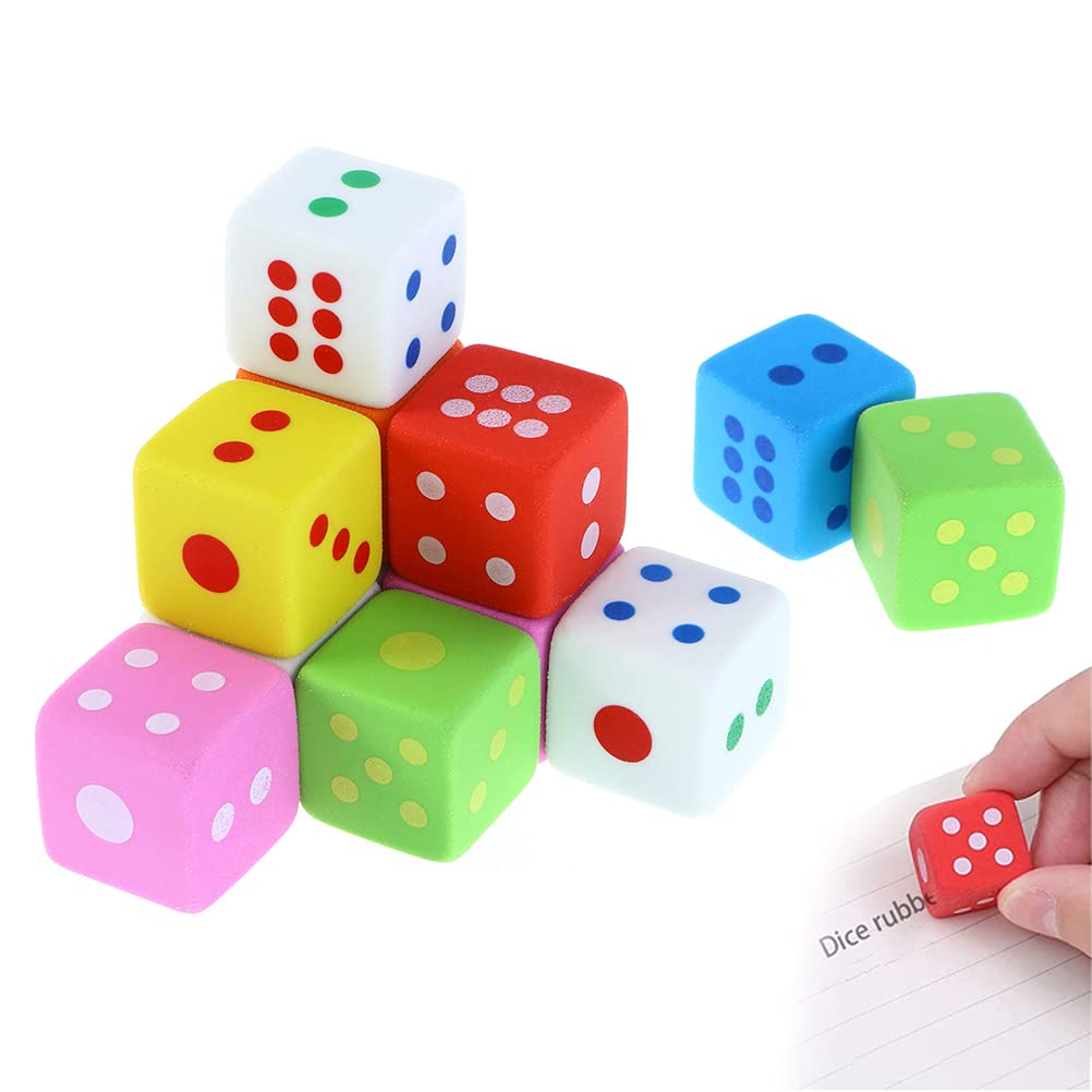 3pcs Novelty Rubber Dice Eraser Assorted Colorful Pencil Eraser for Kids Girl Boy Student Party Favors Birthday Gift