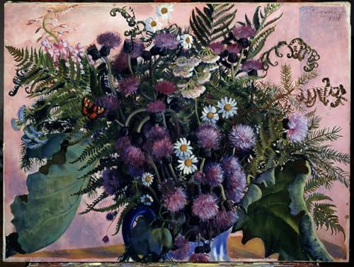 Pintura Decorativa Bouquet De Fleurs lienzo de alta fidelidad Kustodiev 60x90cm