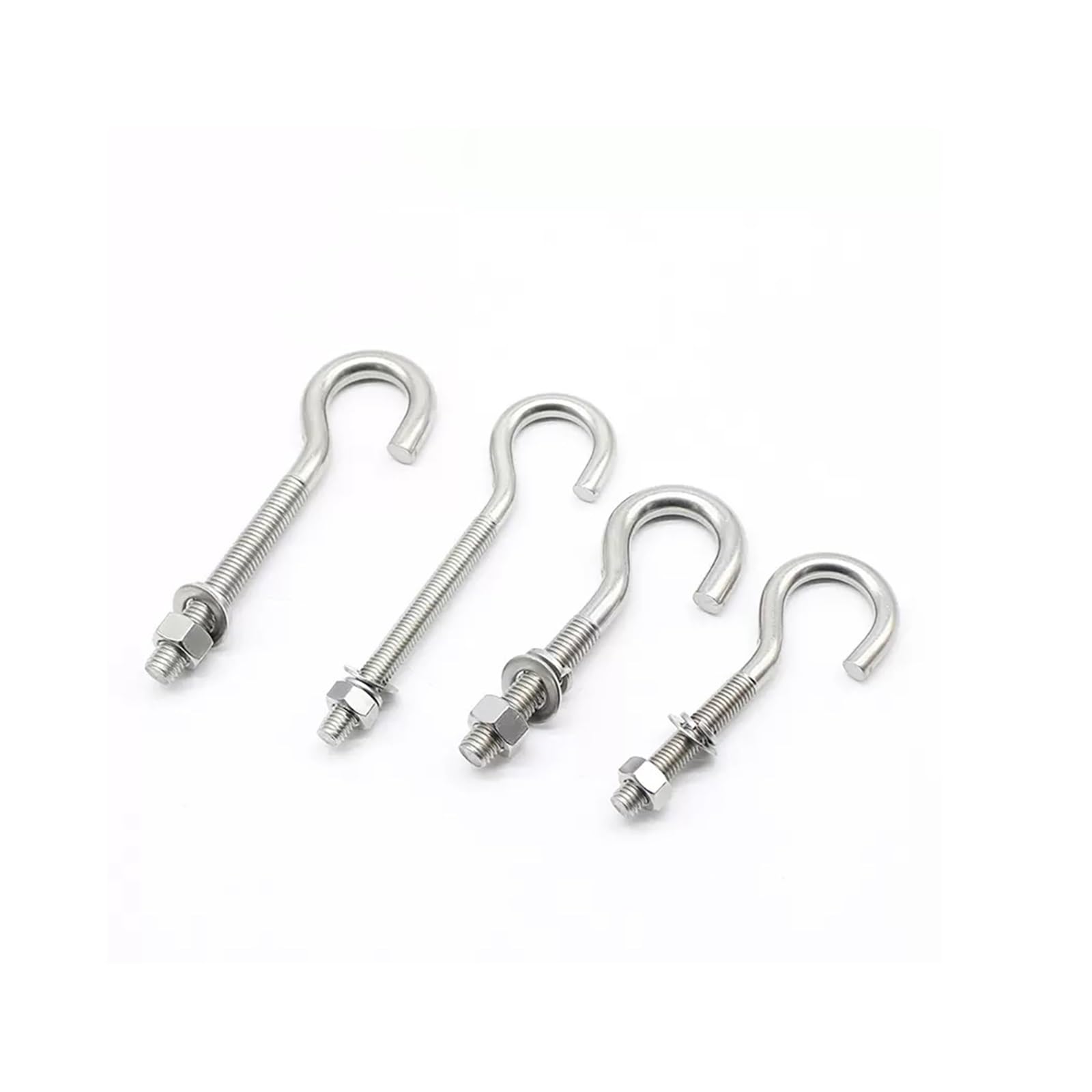 Nickelé Crochets de plafond en métal, crochets à œil à visser, 1 pièce M6 M8 M10 M12 en acier inoxydable 304 (1 pièce M8x78)(M6x125)