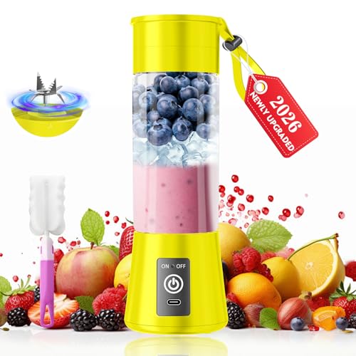 Image of 2026 Newly Upgraded Portable Smoothie Blender - Cordless Personal Blender | 13 Oz Juice Cup BAP Free, 20,000Rpm Speed Powerful Blending, 6 Blades Freshly Squeezed Juice Shakes in Sports /Office /Travel