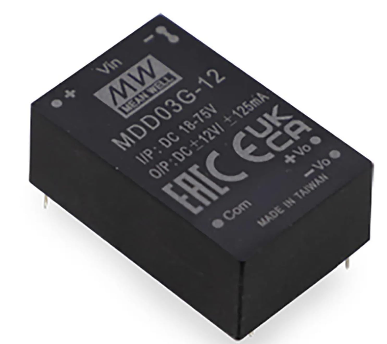 MDD03G-12, Isolated DC/DC Converters - Through Hole 18-75Vin +/-12V +/-12.5-125mA 3W DIP Med
