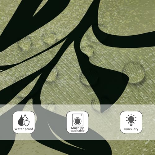 Image of Riyidecor Small Stall Green Mid Century Arch Shower Curtain Boho Bohemian Leaf Modern Neutral Rv Narrow Half Size 36Wx72H Inch Simple Minimalist Fabric Decor Bathroom Polyester Waterproof Hooks