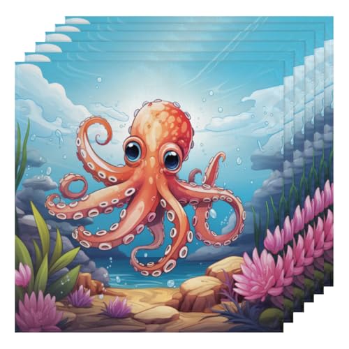 Servilletas de Tela Octopus set de 6 50.5x50.5 cm miniatura 1