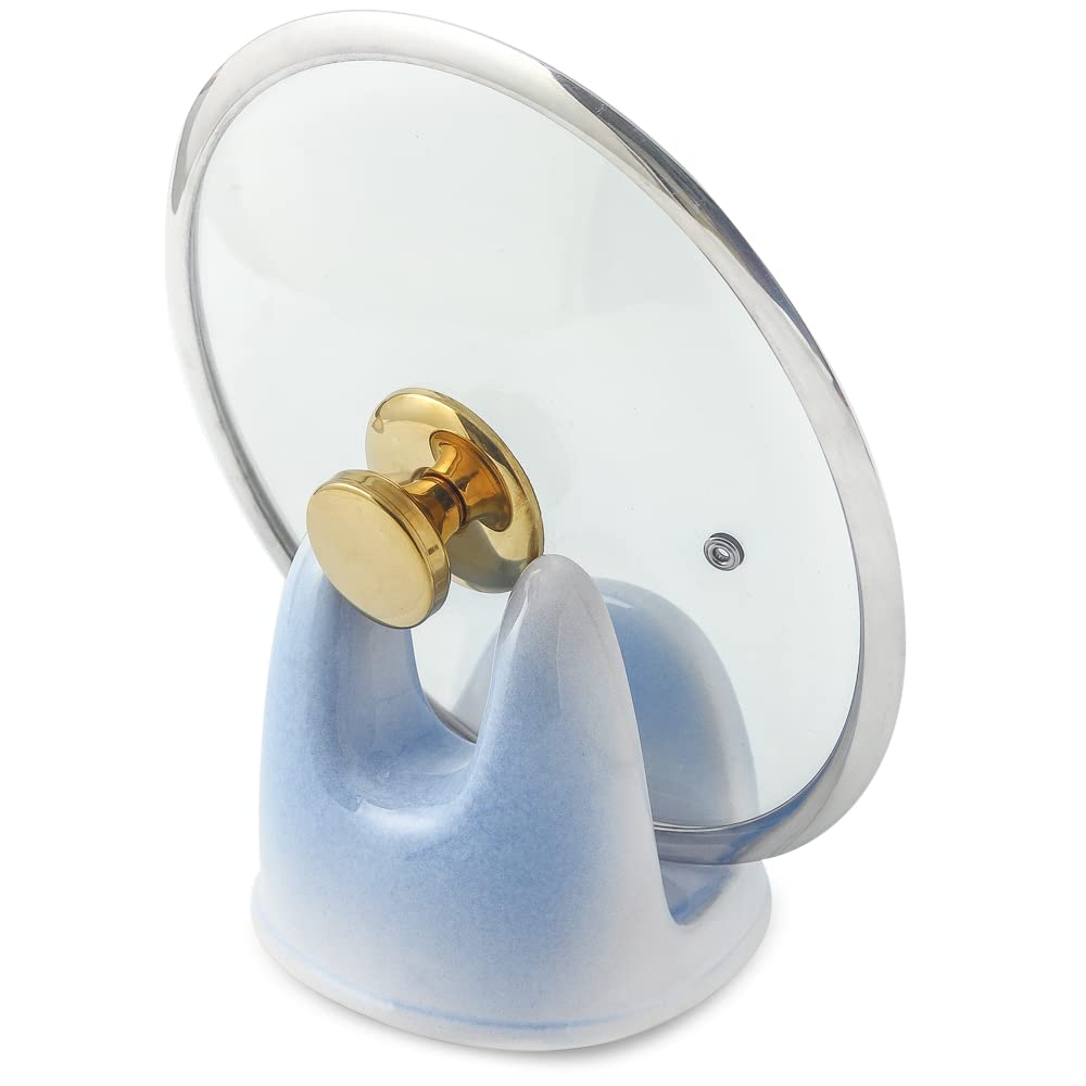 Nihow Pot Lid Holder: Stable Ceramic Pan Lid Holder for Kitchen Counter  Decor/Counter top/Stove Top- Heat Resistant u0026 Dishwasher Safe - Elegant  White u0026 Blue (1 PC) : Amazon.ca: Home