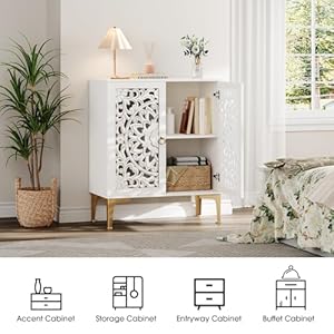 Accent cabinet with doorsstorage cabinet with gold legsdecorative cabinet with adjustable shelf accent sideboard buffet cabinet for living roomentrywaydining roombedroomwhite  urban country home decor