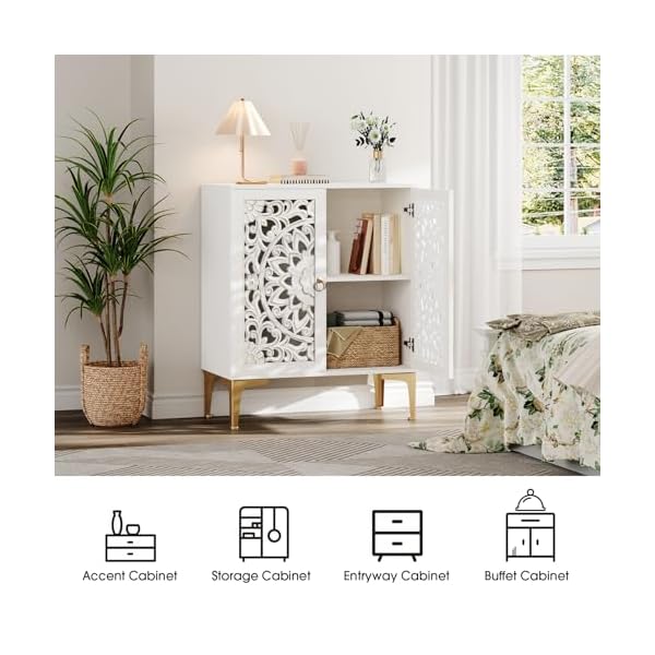 Accent cabinet with doorsstorage cabinet with gold legsdecorative cabinet with adjustable shelf accent sideboard buffet cabinet for living roomentrywaydining roombedroomwhite  urban country home decor