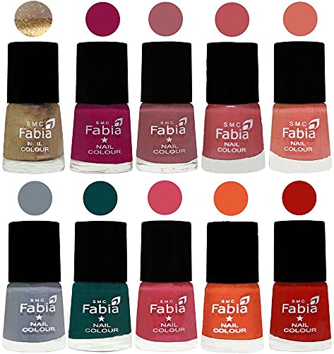 Image of ALL IN ONE (PACK OF 10), Long Lasting Glossy Nail Polish, 6 ml Each, All Vibrant Colours,01931