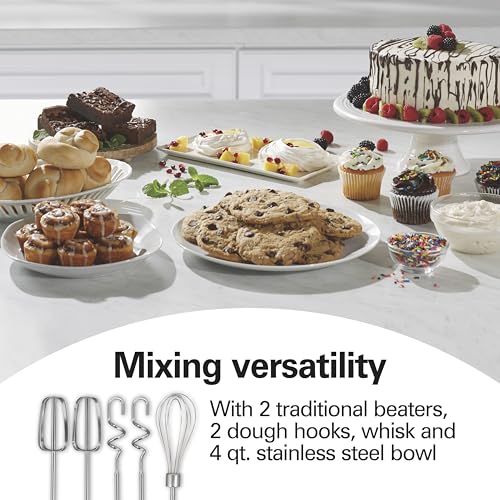 image for Hamilton Beach Classic Stand and Hand Mixer, 4 Quarts, 6 Speeds with Q