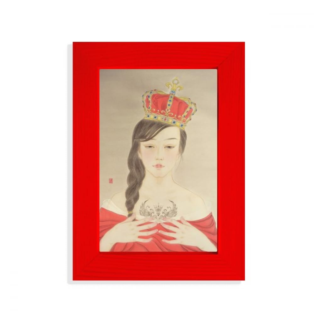 Cadre photo aquarelle chinoise idée cadeau beauté rouge