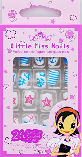 Kids False Nails for Girls 24pcs Press on Kids Fake Naile Cute Teenage Cartoon Animal Design Acrylic Artificial False Nail Tips With 1 Pack (TYPE31)
