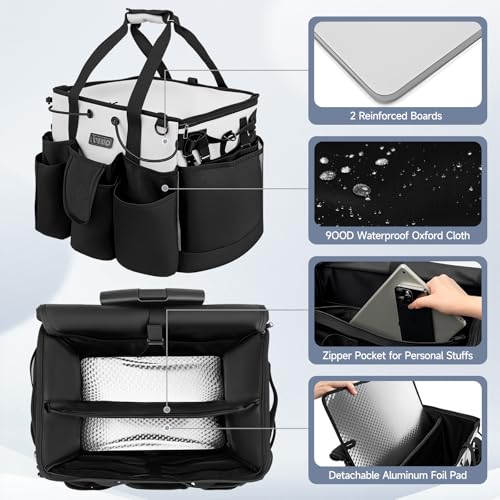Image of LOEUO Large Cleaning Caddy for Cleaning Supplies Organizer, Rolling Cleaning Caddy Bags with Wheels for Housekeepers, Cleaning Carts on Wheels for Home Car Office Picnic