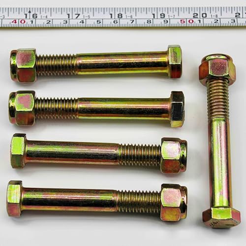 Image of Grade 5 Shear Bolts 1 /2 inch x 3-1 /2 inch for Rotary Cutter,Tractor Gearbox,by Color Galvanization with Nylon Lock Nut Kit,by Metalsuberg .(5pcs Pack)