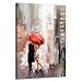 Ruidecor Modern Romantic Canvas Prints Wall Art New York Cityscape Painting Pictures Lovers with Red Umbrella for Bedroom Living Room Wall Decorations 24x36inx1