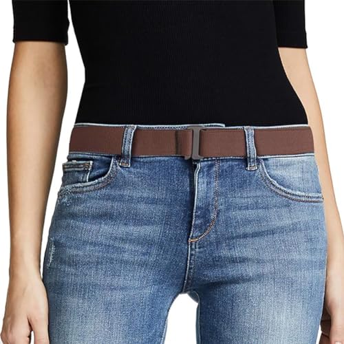 4 pcs No Show Invisible Women Flat Belts,Elastic Stretch Waist Belt with Flat Buckle for Jeans Pants Dresses3