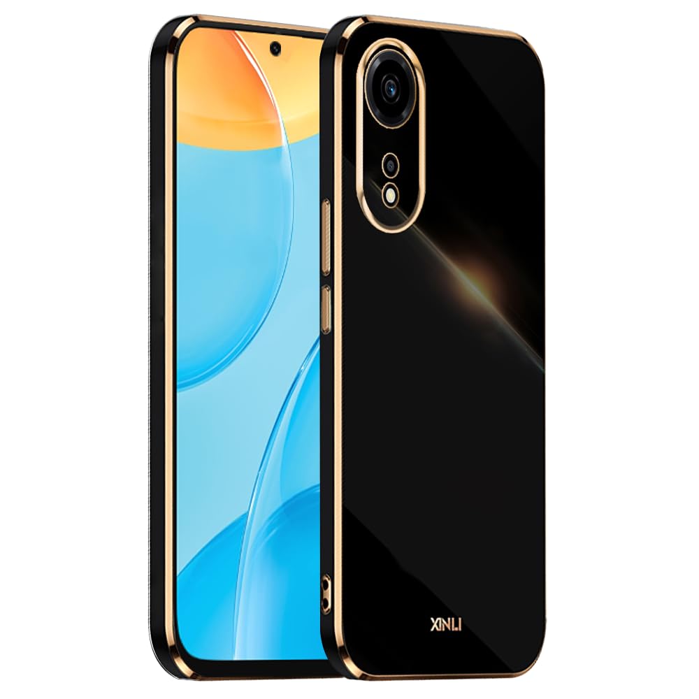 HONLEN Étui Compatible Avec Oppo A18 / Oppo A38 (6,56 Pouces), PC Armor Ring Stand Case Avec Pied Magnétique - Noir