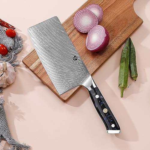 WILDMOK Vegetable Cleaver Knife - 7 inches Japanese VG10 Steel Core Forged Damascus Blade, Resin Handle, Heavy Duty Blade for Home Kitchen and Restaurant by WILDMOK - Image 5