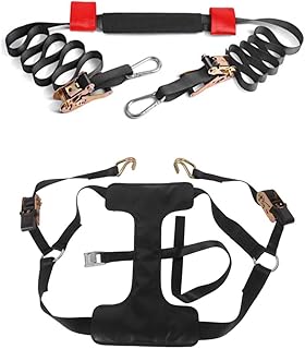 MOTO4U Correas universales de transporte para ruedas traseras y delanteras de motocicleta, color rojo con tensor de cinturón