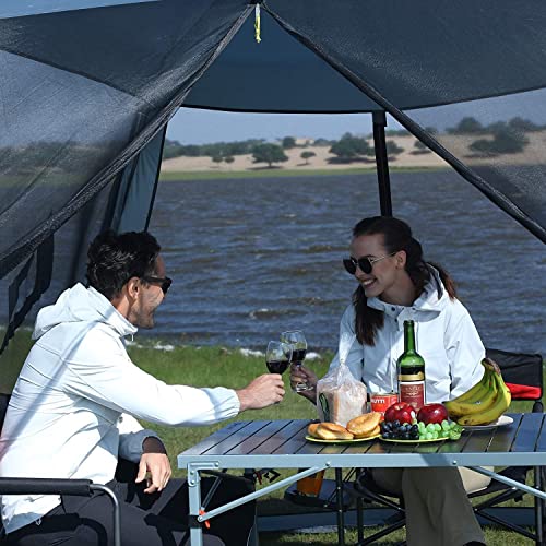 Kingcamp Kc3866_Silverblack-Usvc3 Portable Stable Table For Outdoor Picnic, Camping, Barbecue And Backyard Party, Person, 42.1 × 27.6 × 27.6 Inches, Silver/Black_42.1"X27.6",4-6 Persom #TOP1