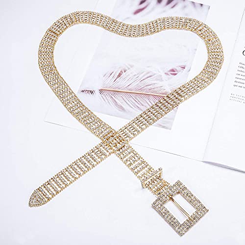 Image of Dubulle Womens Belt Chain Leather Belts Vintage Western Adjustable Elastic Double Buckle for Cowboy Pant Dress