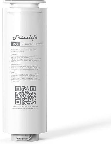 Frizzlife Cartucho de filtro de reemplazo del RO de ASR412-1000G para PD1000-TAM4 (2da etapa)