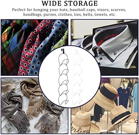 Kinsinder 10pcs Hat Racks Organisers Baseball Cap Hangers Holders Closet Hanging Display Storage Rack for Scarves Handbags Towels Clothes Ties Over Door Wall