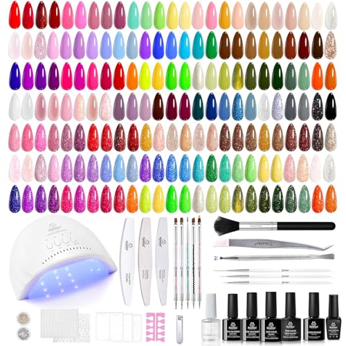 Image of Beetles Gel Nail Polish Kit with U V Light, 100 Colors Gel Polish 133 Pcs Nail Stuff Kit for All Seasons with Base and Matte&Glossy Top Coat Infinite Inspirations Soak Off Gifts for Women