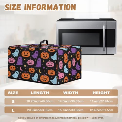 Image of Microwave Cover Air Fryer Toaster Oven Dust Cover Halloween Countertop Convection Oven Protector Kitchen Appliance Decor, S, Cute Ghost Pumpkin Star Moon
