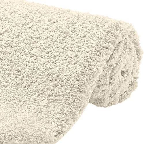 Gorilla Grip Premium Luxury Bath Rug, 30x20, Absorbent, Soft, Thick Shag, Bathroom Mat Rugs, Machine Wash, Microfiber Dries Quickly, Mats for Bath Room, Shower, Bathtub and Spa Floors, Ivory Cream
