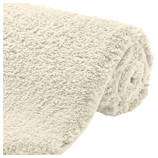Gorilla Grip Original Premium Luxury Bath Rug, 24x17 Inch, Incredibly Soft, Thick, Absorbent Bathroom Mat Rugs, Machine Wash and Dry, Plush Carpet Mats for Bath Room, Shower, Hot Tub, Ivory Cream