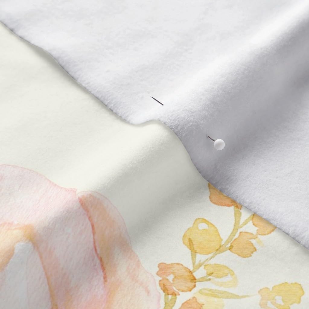 Spoonflower Fabric - Sweet Floral Peaches Cream Watercolor Peach Pink Printed on Polartec(R) Fleece Fabric by The Yard - Sewing Blankets Loungewear and No-Sew Projects