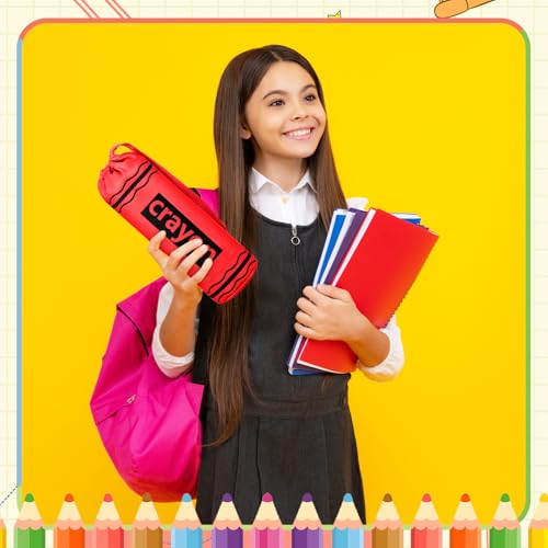 Image of Sherr 6 Pcs Crayon Pencil Pouch Cases Bulk Crayon Shaped Bags Teacher Appreciation Gift Back to School Colorful Stationery Storage Bag Cute Case Box for Students Teacher Gifts Rewards Office Supplies