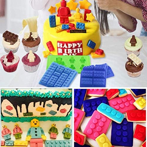 2 PCS Chocolate Silicone Mold, Building Bricks Multi-Size Ice Cube Candy Moulds for Building Block Themes Kids Party and DIY Cake Baking, Random Color