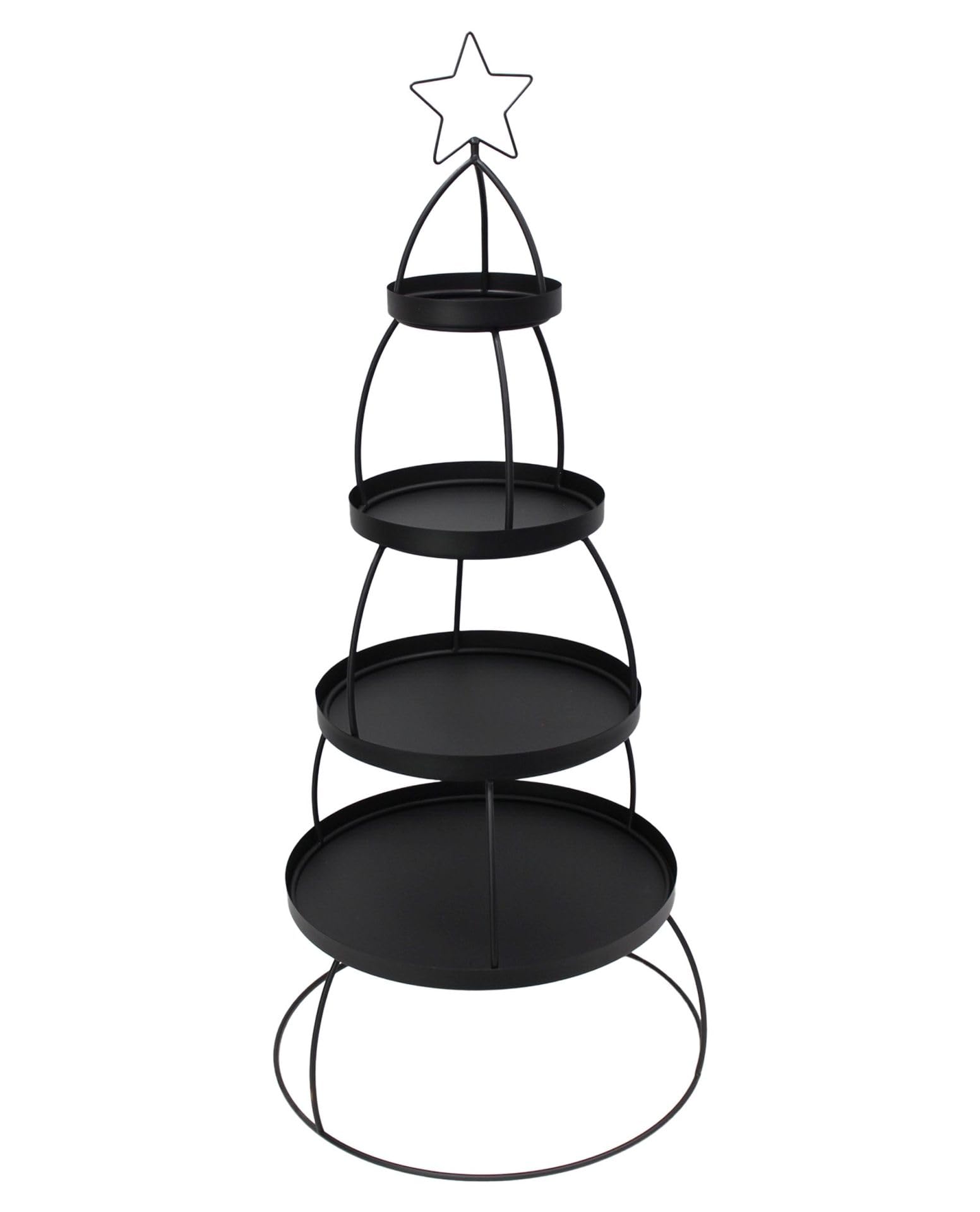 XXL Etagere "Tannenbaum" aus Metall, schwarz, Ø 56 x 132 cm, 4 Etagen
